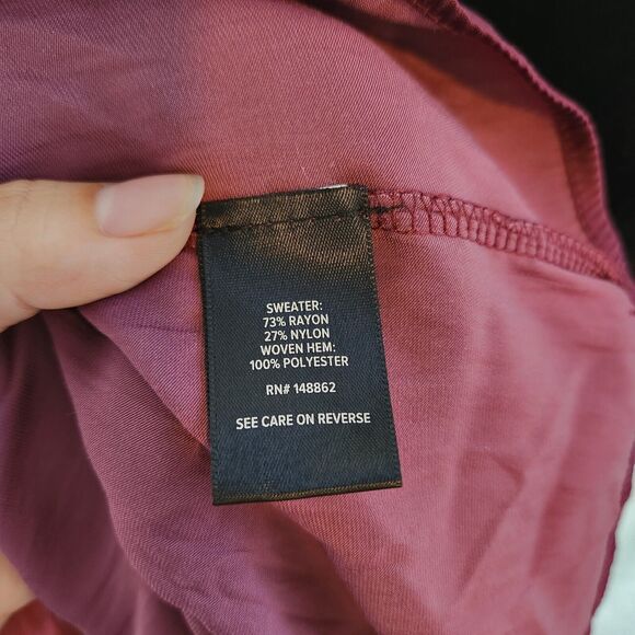 Torrid Womens Size 0 Burgundy Sweater Fit Flare Tunic Sweater Tight Knit Silky - Picture 11 of 11